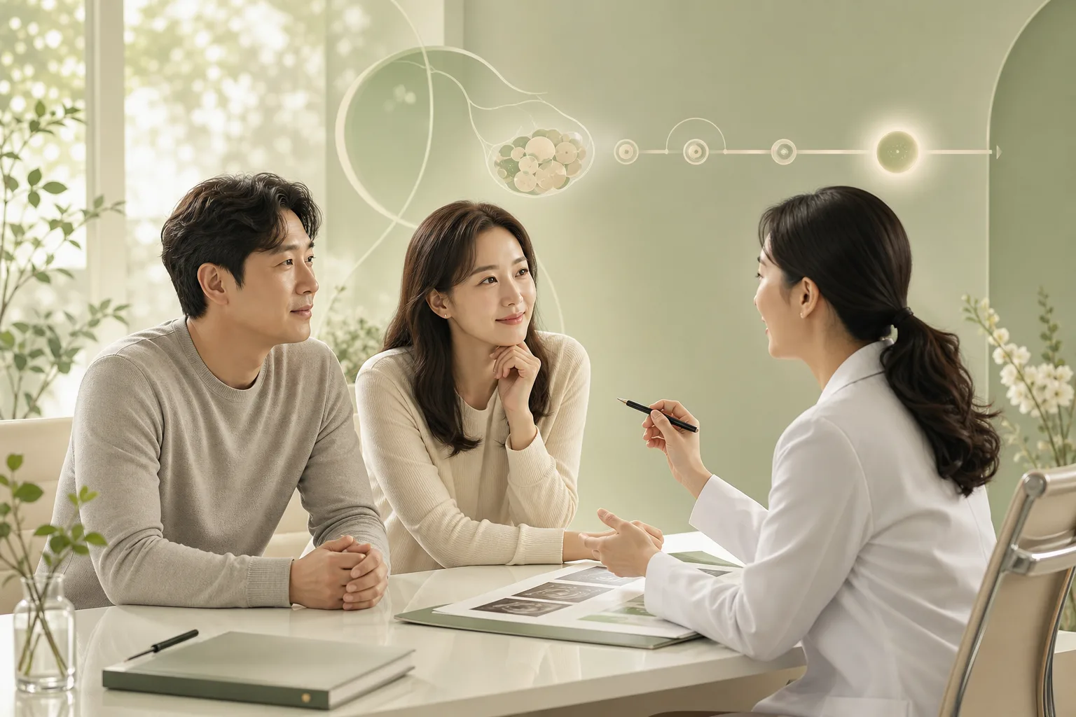 고령 임신 준비 일정과 검사를 상담하는 부부